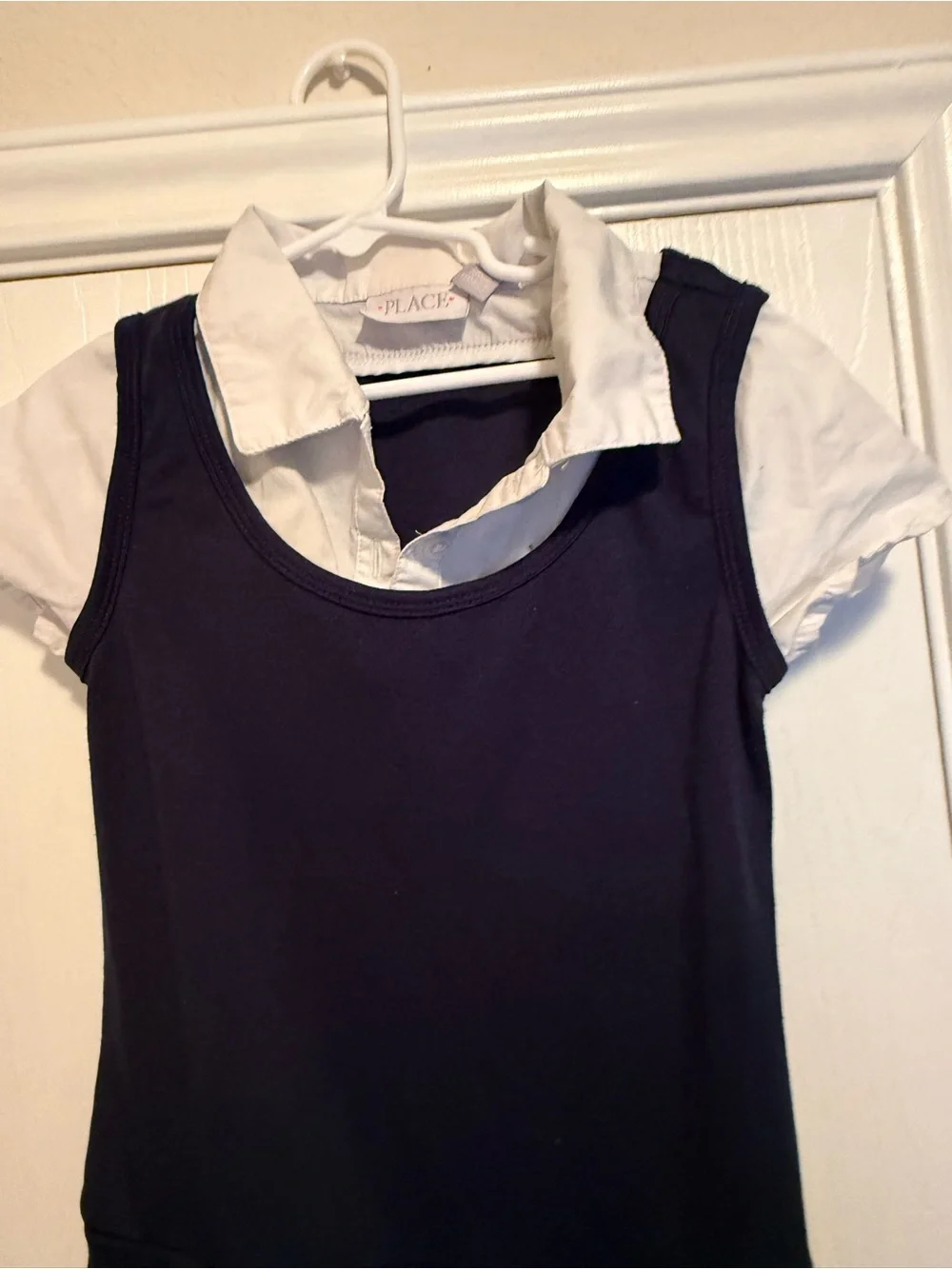 The Children's Place Navy Top with White Faux Button-Down Collar